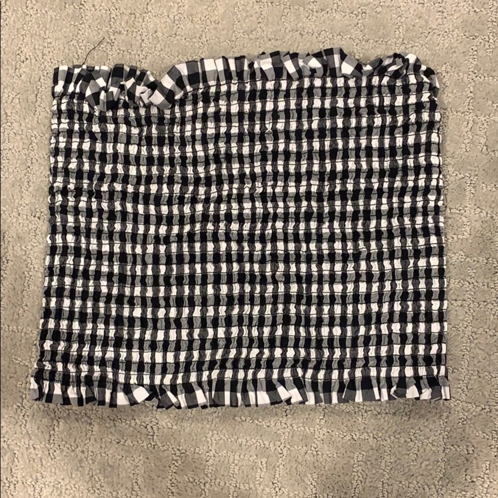 Black and white checker print tube top